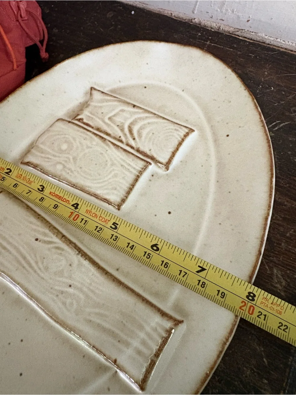 Vintage Primitive Studio Pottery Serving Plate/Platter Cream & Brown Wood Grain